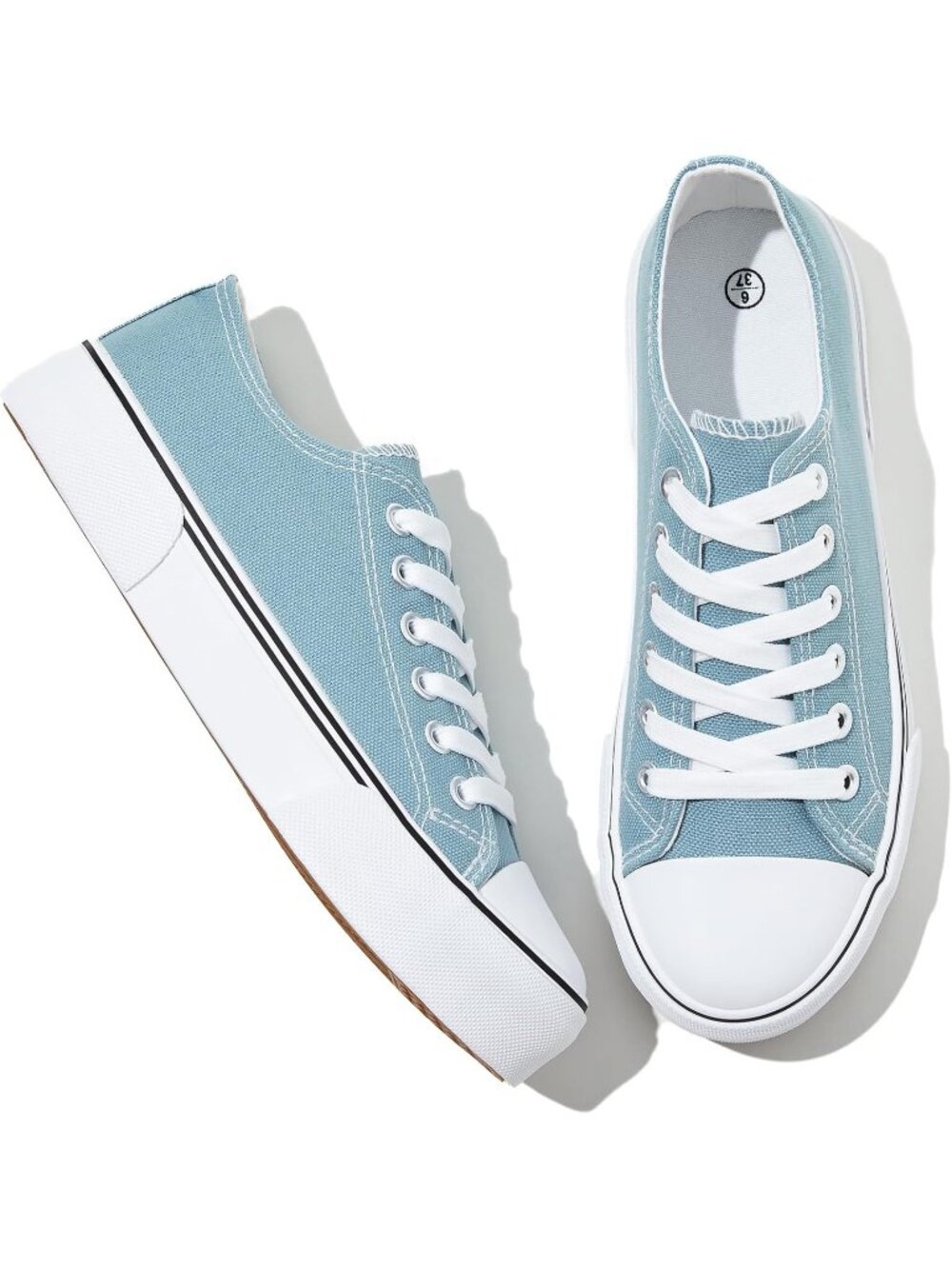 〽️Women Tennis Sneakers Lake Green Canvas Comfortable Lace-Up Round Toe Low-Top
